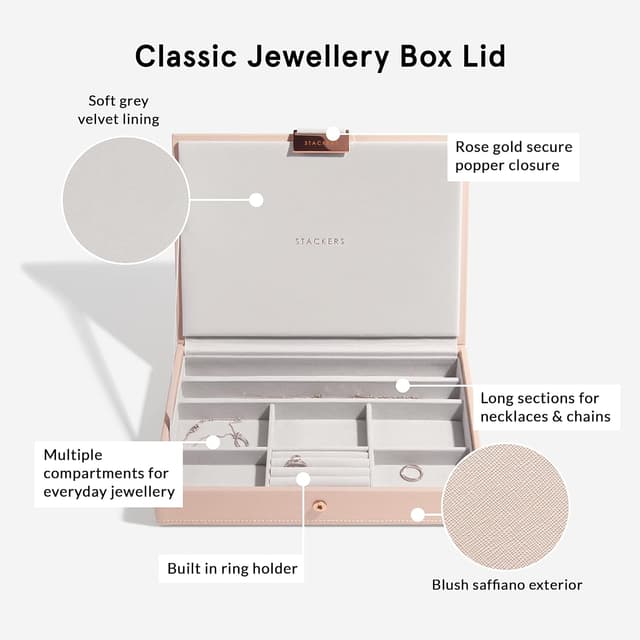 Detalle de STACKERS Blush Klassisch Schmuckschatulle – 3 mit Samt-Futter (18 x 25 x 14 cm)