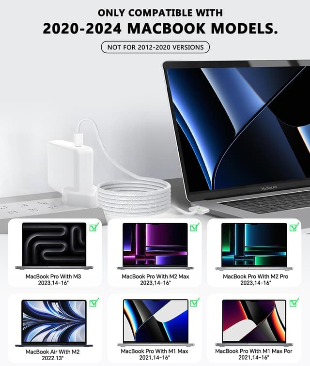 Thumbnail 6 de 140W USB-C to MagSafe 3 Charger (Magnetic 3) for MacBook Air & Pro – 6.6FT