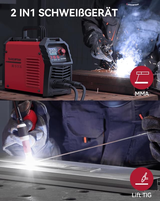 Detalle 2 de ARCCAPTAIN ARC 200A Schweißgerät mit Lift TIG
