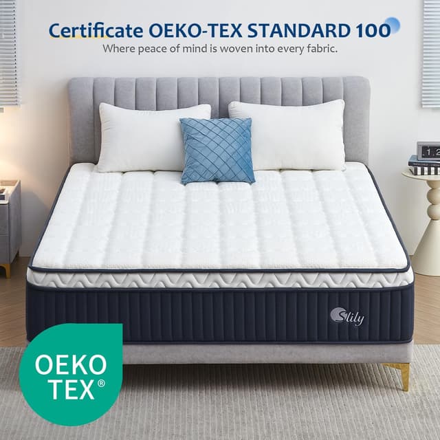 Detalle de slily 12 Inch 4ft 6 Hybrid Mattress (135 x 190cm) with 7-Zone Pocket Sprung & Memory Foam for Back Pain