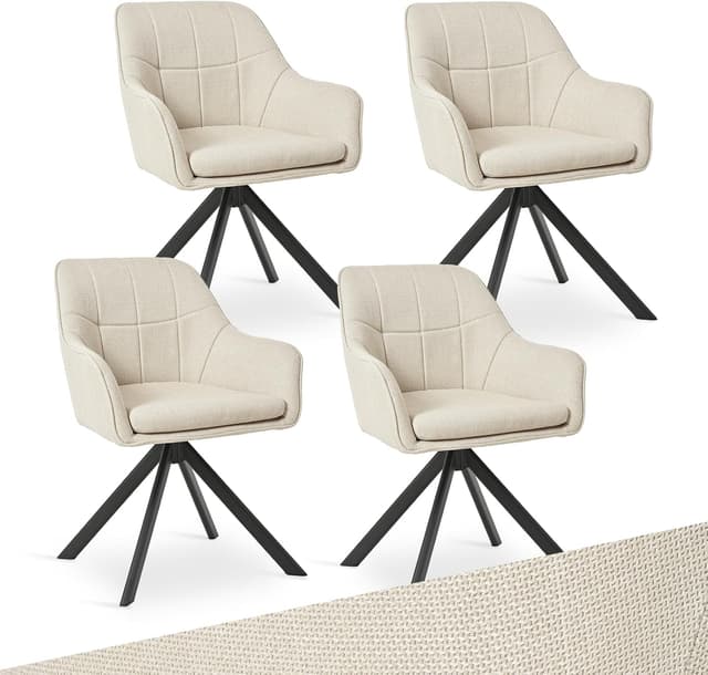 Detalle de Goeurvant Drehstuhl Esszimmer Beige 4er Set