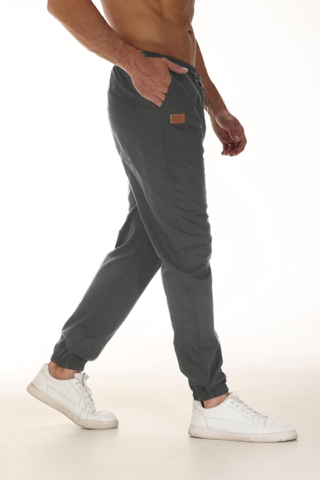 Detalle 2 de LIUPMWE Herren Chino-Cargo Jogginghose aus Baumwolle mit Kordelzug und Taschen