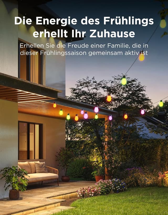Detalle 2 de Govee Lichterkette Außen 30 m (RGBICW, IP66) mit App- und Sprachsteuerung