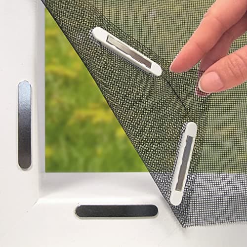 Detalle de Hoberg Mosquitera para Ventanas con fijación magnética (negra) recortable hasta 150 x 130 cm