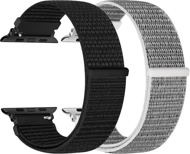 Detalle de Runostrich Nylon Sport Strap 2-Pack for Apple Watch (Solo Loop) – Adjustable nylon bands for 38–49mm