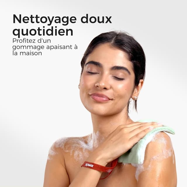 Thumbnail 6 de ZOMCHI lot de 2 pochettes pour savon exfoliant (grain gros et grain fin) pour mousse riche sous la douche