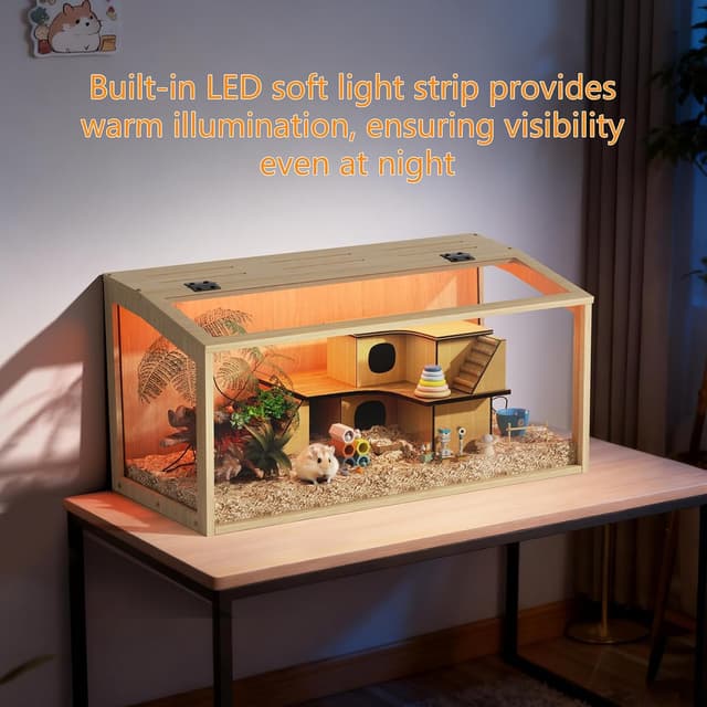 Thumbnail 1 de BingoPaw Jaula Hámster 60x40x40cm con LED