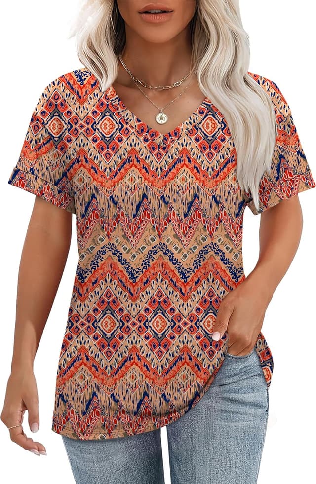 Detalle 2 de WEESO V-Neck Short-Sleeve T-Shirts for Women (Summer Casual Tops)