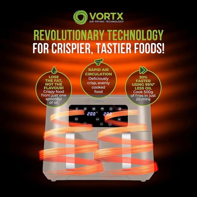 Thumbnail 5 de Tower T17137MSH Vortx 8.5L Dual Basket Air Fryer 2400W