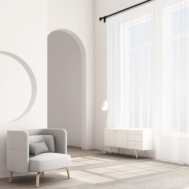 Detalle 2 de IDOL Gardinen Vorhang halbtransparent mit Kräuselband und Store Voile Bleibandabschluss Weiß (200x400 cm)