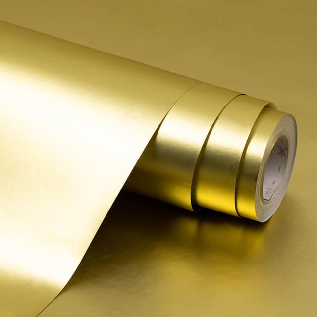 Detalle de Gold Matte Gift Wrapping Paper Roll (43cm x 12m) for Birthday, Wedding & Party Gifts