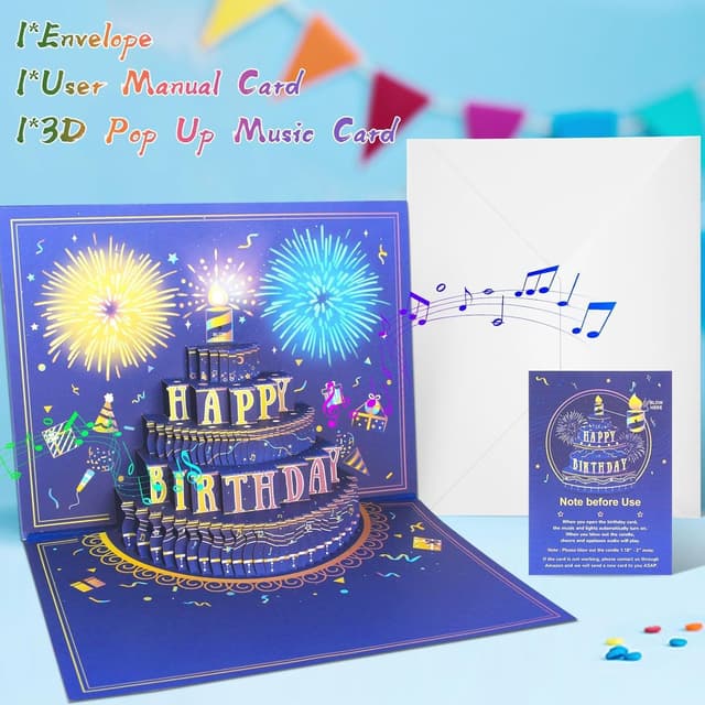 Thumbnail 4 de WUJUN Birthday Card 3D Pop Up with Light