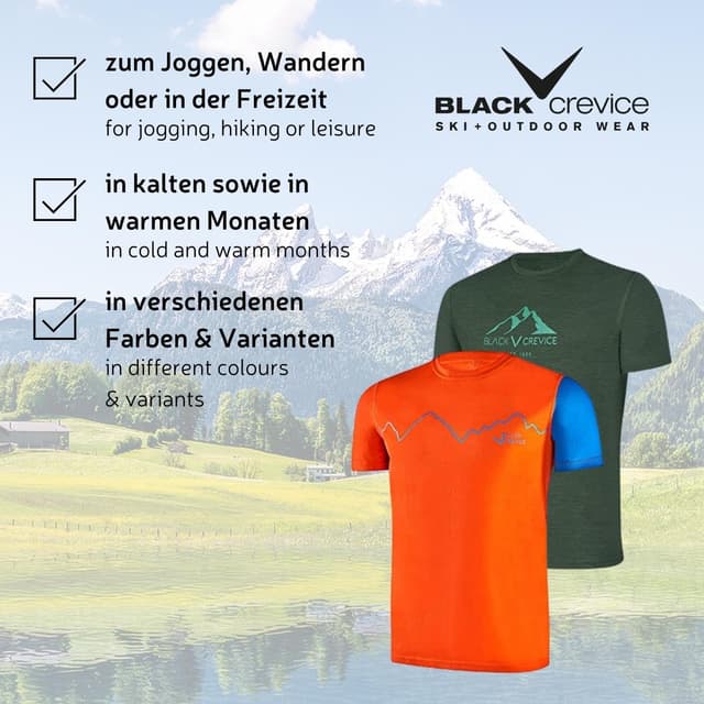 Detalle de Black Crevice T-shirt en laine mérinos homme (70% laine mérinos, 30% polyester)