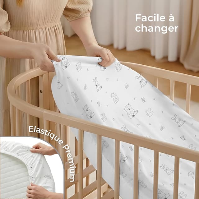 Detalle 2 de Dreamzie lot de 2 draps housse cododo 40x80 cm en coton Oeko-Tex