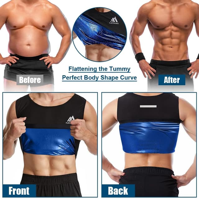 Detalle 2 de Flintronic gilet de sudation pour homme (sauna) — débardeur affinent pour entraînement cardio