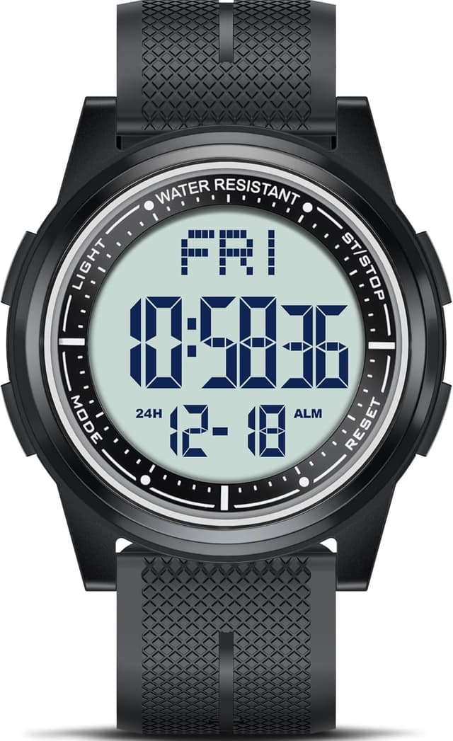 Detalle de WIFORT Mens Waterproof Digital Sports Watch (5ATM) with Countdown, Dual Time, Stopwatch & Backlight