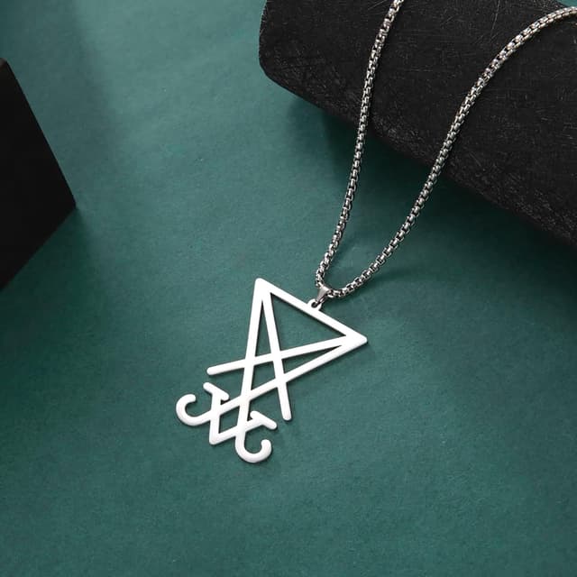 Detalle de VASSAGO Sigil von Luzifer Halskette mit Anhänger aus Edelstahl – Siegel von Luzifer/Satan Symbol