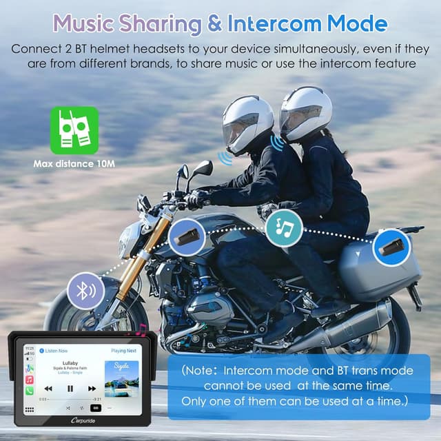 Detalle de Carpuride W502PRO B für BMW-Motorräder: 5‑Zoll wasserdichter CarPlay/Android Auto Touchscreen mit Dual‑Bluetooth