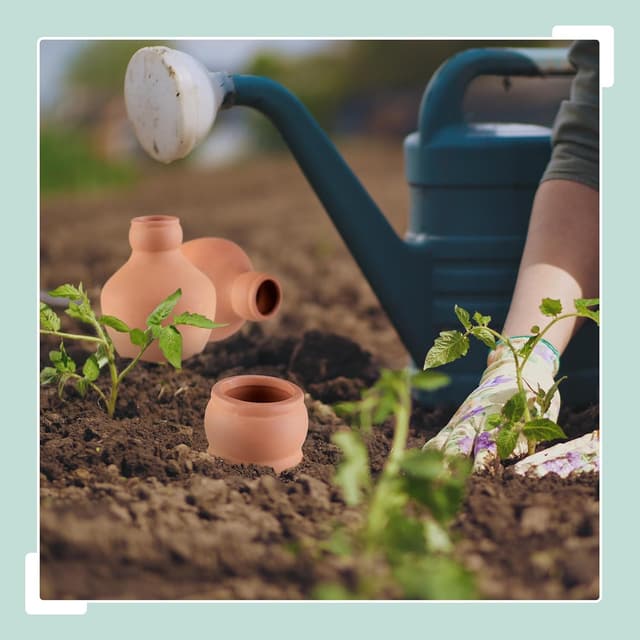 Detalle de Relaxdays Sfera Irrigazione a Goccia: set da 3 olle in ceramica da 550 ml (terracotta) per irrigazione automatica