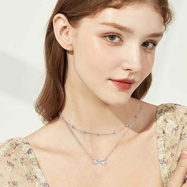 Detalle 2 de Sterlingsilber-Kette Infinity 925 mit 21 mm Anhänger