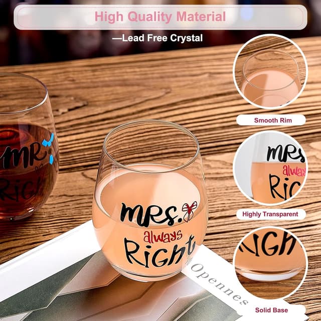 Detalle de Mr & Mrs Tassen Partnertassen & Weingläser-Set für Paare (2 Stück) in Geschenkbox