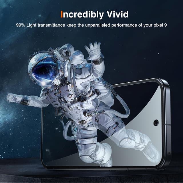 Detalle de LK 2+2 Pack Screen Protector for Google Pixel 9 (2 tempered glass + 2 camera lens protectors)