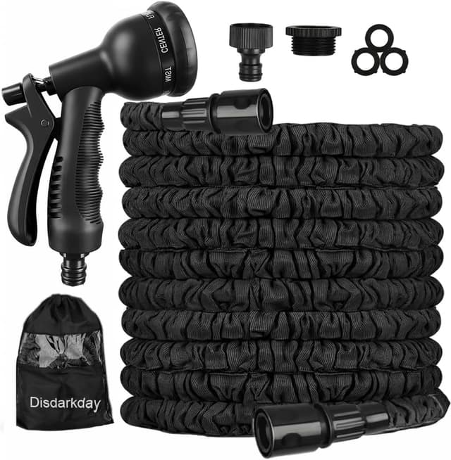 Detalle de Expandable Garden Hose Pipe (50FT) with 8-Function Spray Nozzle & 1/2", 3/4" Connectors