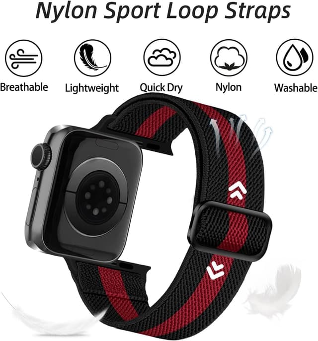 Detalle 2 de Chinbersky 5 confezioni di cinturini in nylon elasticizzato per Apple Watch 38/40/41/42/44/45 mm