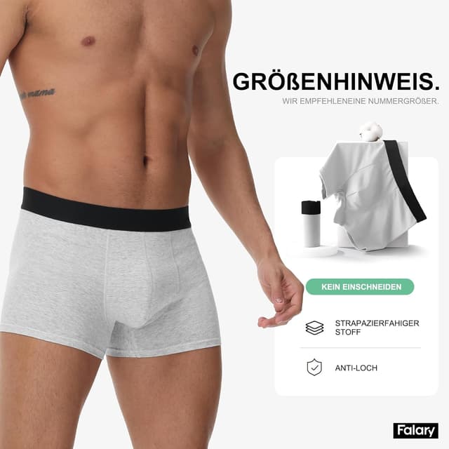 Thumbnail 5 de FALARY Herren Boxershorts im 12er/6er Pack aus Bio-Baumwolle (etikettenfrei, atmungsaktiv) – Größen S bis 3XL