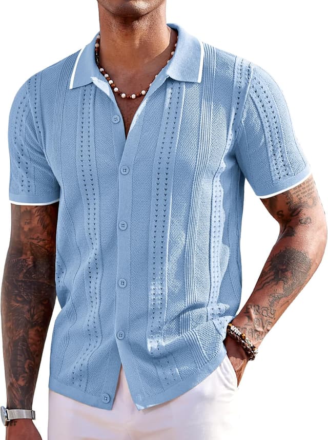 Thumbnail 6 de COOFANDY Men's Knit Short Sleeve Polo shirt