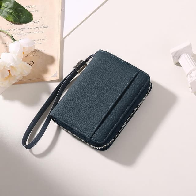 Thumbnail 6 de SENDEFN RFID leather credit card holder purse with 24 slots, wrist strap & coin pocket