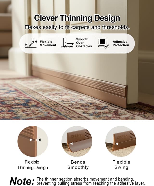 Detalle de Silicone Draught Excluder Door Seal Strip (Self-Adhesive) – Coffee Colour