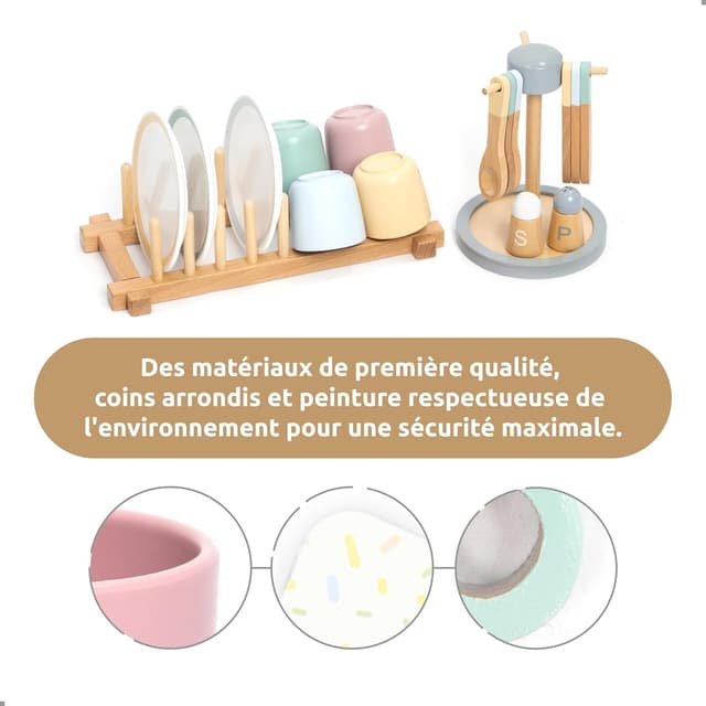 Thumbnail 1 de UMU Grand ensemble de vaisselle en bois 28 pièces 🍽