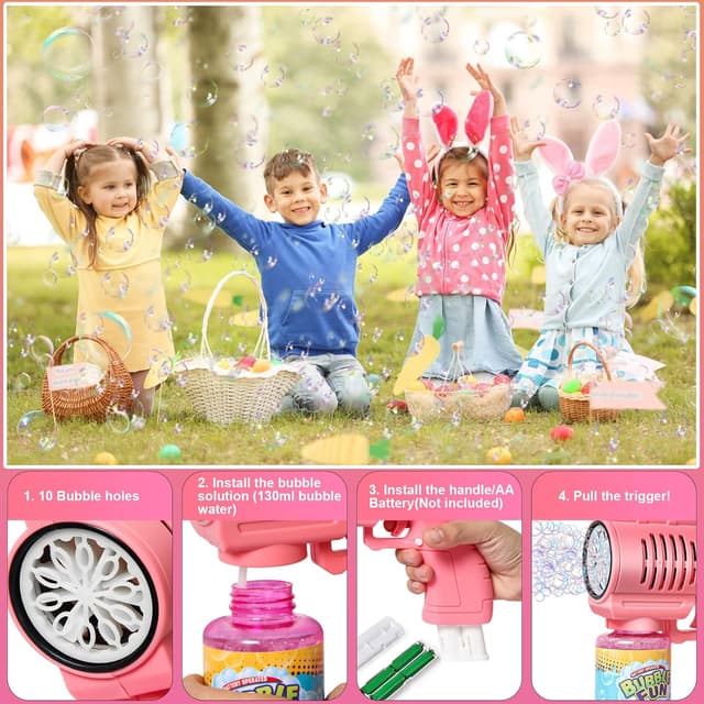 Detalle 2 de Panacare Seifenblasenpistolen Bubble Gun für Kinder (2026-Pink) – automatische Seifenblasenmaschine mit 130 ml