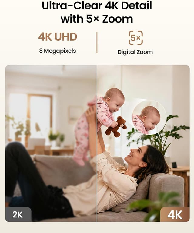 Detalle 2 de ZOSI C518 Telecamera WiFi 4K per interni con visione a 360° e scheda da 64 GB