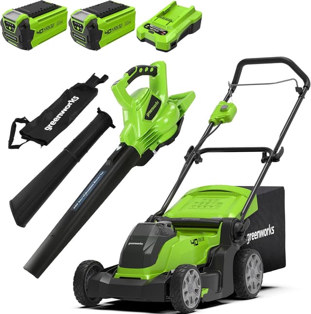 Detalle de Greenworks 40V mower 41cm, 2x 2Ah