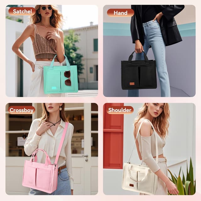 Detalle 2 de Voova Large Canvas Tote Bag 13–14" Laptop Compartment