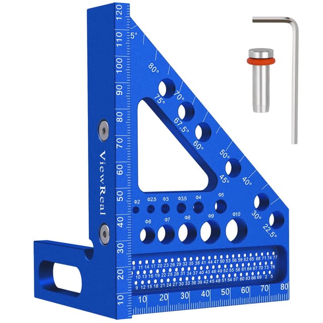 Detalle de 3D-Gehrungswinkel multifunktional 22,5–90° aus Aluminiumlegierung – Winkelmaß und Anreisswerkzeug für Tischler