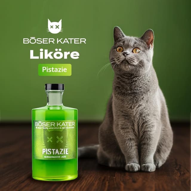 Detalle 2 de BÖSER KATER Pistazien Likör Geschenkset 0,5 l