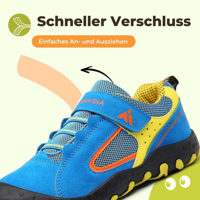 Detalle de Mishansha Kinder-Trekkingschuhe/Outdoorschuhe (24–38), mit Schnellverschluss