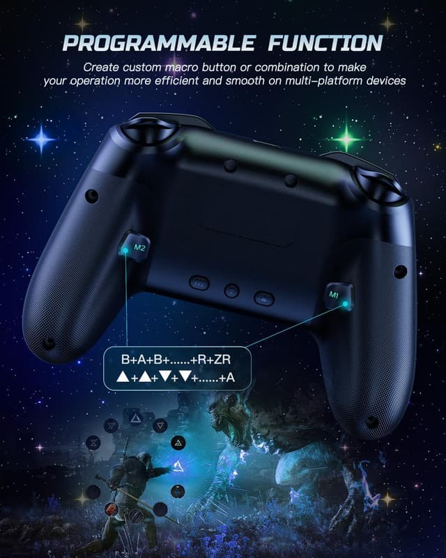 Detalle 2 de VOYEE Wireless Pro Controller for Switch, Lite, OLED & PC with RGB, Turbo and 6‑axis gyro