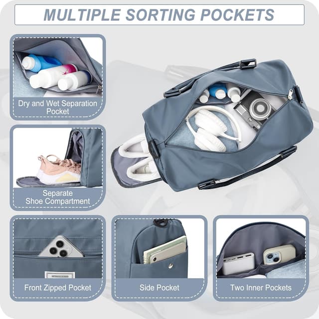 Thumbnail 2 de WEPLAN Sporttasche mit Schuhfach & Nassfach (Duffel Bag), Grau-Blau – Handgepäck & Gym Bag