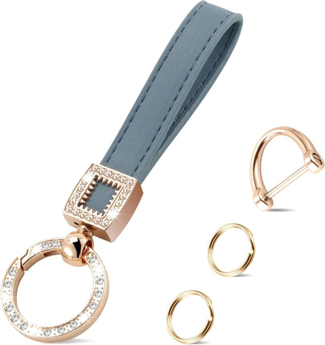 Thumbnail 6 de JUSTTOP Leather Keychain Carbon Fiber Ring