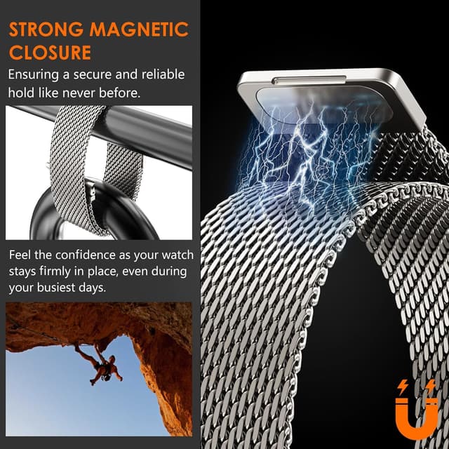 Detalle de WINGLE 49mm/46mm/45mm/44mm/42mm Milanese Loop magnetic metal strap for Apple Watch