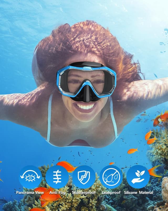 Detalle 1 de WSTOO Adults Swim Goggles with Nose Cover (3-Lens, Anti-Fog, Leak-Proof) for Youth & Adults