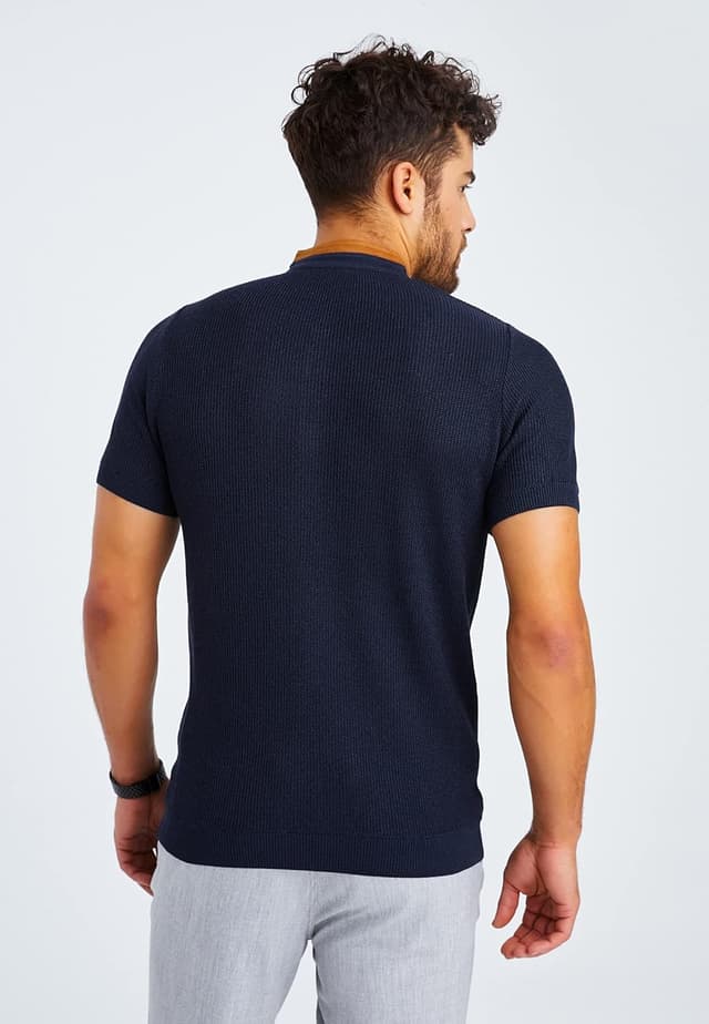 Thumbnail 6 de Leif Nelson LN7705 : t-shirt homme à manches courtes en maille fine avec col grand-père