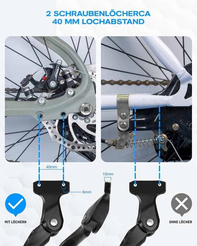 Detalle de WATSABRO höhenverstellbarer Seitenständer für 24–29 Zoll (E-Bike/MTB)