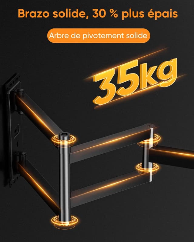 Thumbnail 6 de FORGING MOUNT Support mural TV longue portée pour angles (26 à 65 pouces) – Rotation portrait/paysage, VESA jusqu’à 400x400 et jusqu’à 35 kg