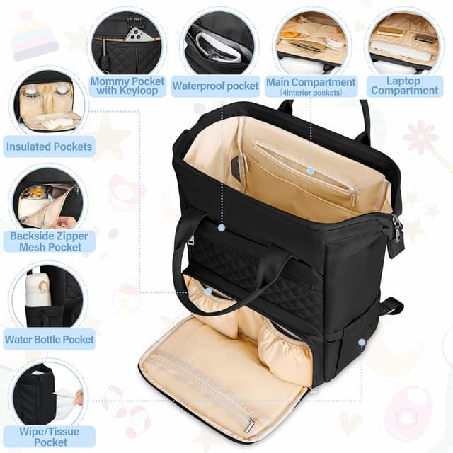 Thumbnail 1 de RAINSMORE Baby Changing Bag Backpack 31cm