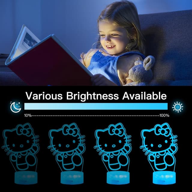 Detalle 1 de Eygerur Lampe Kitty, veilleuse 3D LED